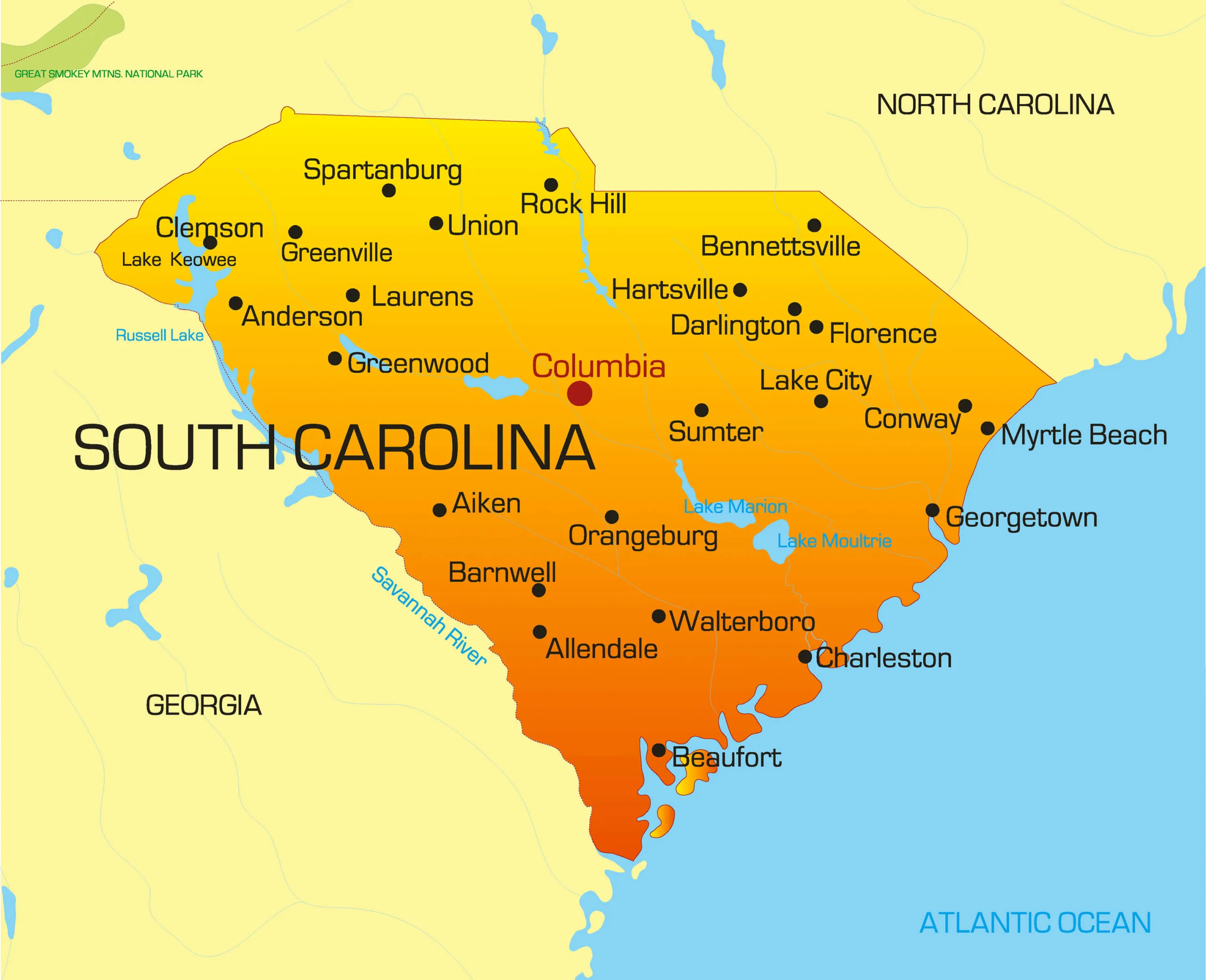 south carolina map
